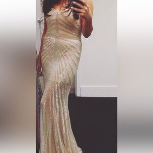 Rachel Gilbert Gold and Cream Wedding Dress